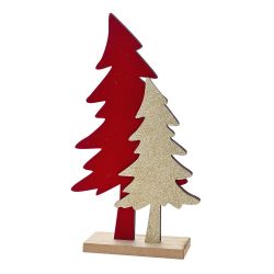  RED GOLD WOODEN TREES ON BASE 13Χ23CM