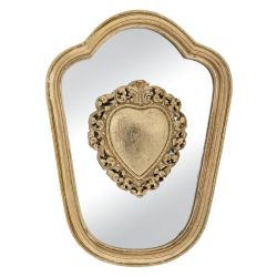 Декоративно златно полирезиново огледало със сърцевиден дизайн, 19x2x26см