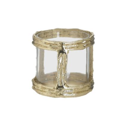  Свещник от алуминий/стъкло в златист цвят, размери φ14x14 см 