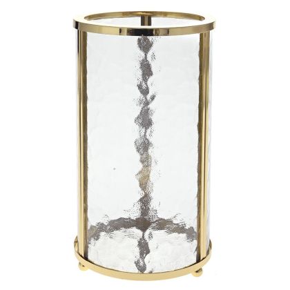 DECO GOLD IRON CANDLE HOLDER W GLASS 14x14x27CM