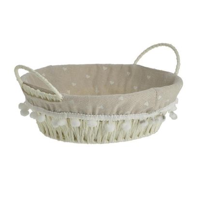 FABRIC BASKET WITH FLASHES NATURAL/WHITE Φ24Χ8