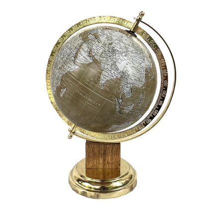 PVC/WOODEN GLOBE GOLDEN 23Χ22Χ33