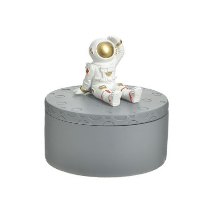Декоративна кутия с астронавт от резин в сив цвят с капак φ20x19 см