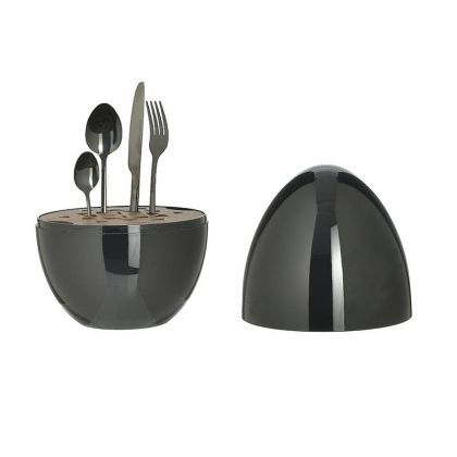 S/24 METAL CUTLERY SET WITH EGG CASE BLACK