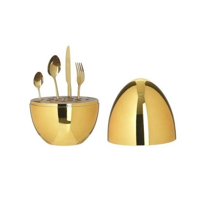 S/24 METAL CUTLERY SET WITH EGG CASE GOLDEN