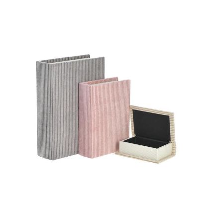 Комплект/3 кутии/книги от плат сиво/розово/кремаво, 30x22x8 см