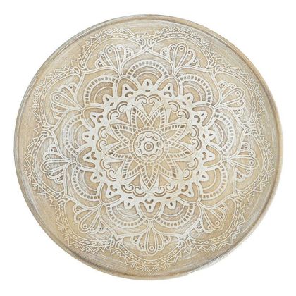 WOODEN DECO PLATE ANTIQUE WHITE Φ35X4