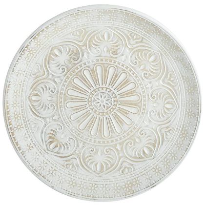 WOODEN DECO PLATE ANTIQUE WHITE Φ40X4