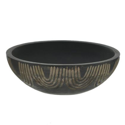 Декоративна дървена купа цвят черен/натурален Φ30X10