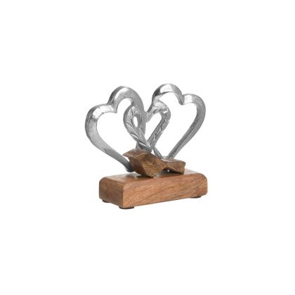 Декоративна фигура птица и сърце метал/дърво14X5X11