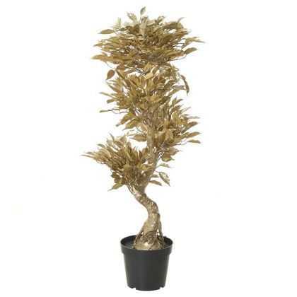 Декоративно изкуствено дърво в кашпа златно H120
