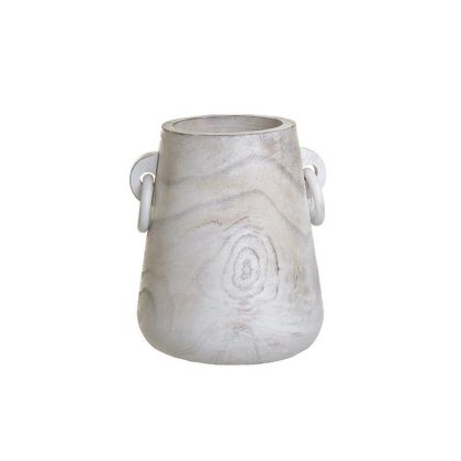 Дървена ваза антично бяла/бежова φ16χ24