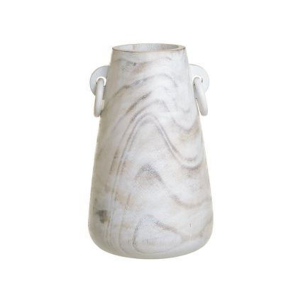 Дървена ваза антично бяла/бежова φ18x29