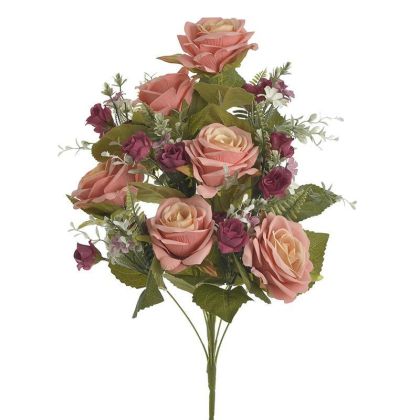 Изкуствен букет цвят розов/лилав H55