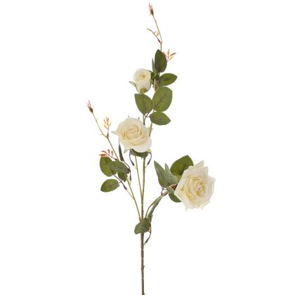 Изкуствена бяла роза спрей 90см