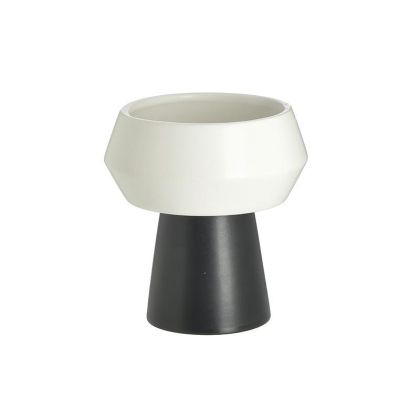 Керамична ваза цвят бял/черен Φ15X16