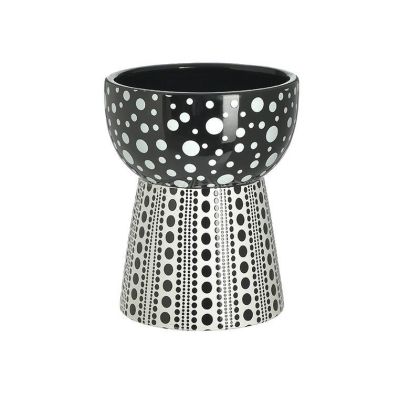 Керамична ваза цвят черен/бял Φ16X20