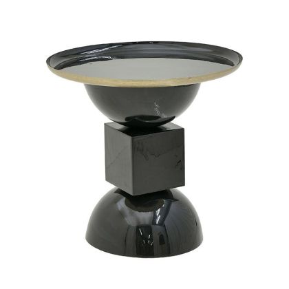 Метална емайлирана помощна маса цвят черен/златен Φ50X48