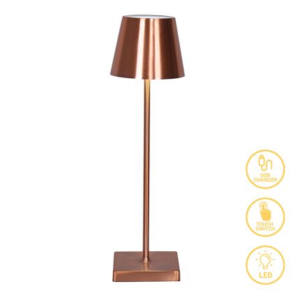 Настолна лампа Brave LED rose gold D10x35cm