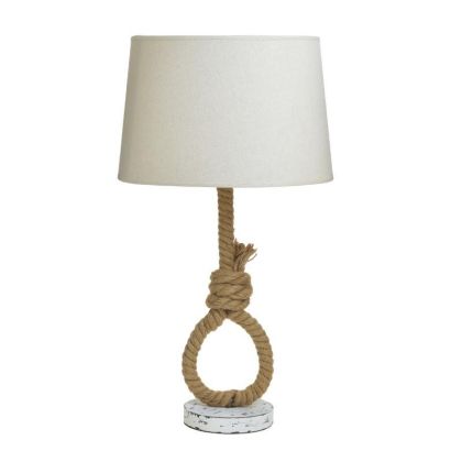 Настолна лампа дървена с въжета в бял цвят 35X35X61.5