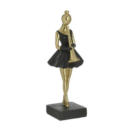 Статуетка от полирезин момиче с тромпет цвят черен/златенEN 9Χ10Χ24