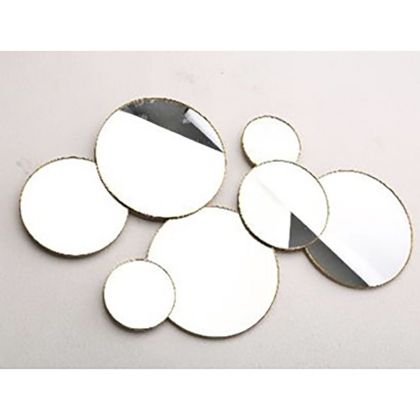 Стенно огледало кръгове със златиста метална рамка