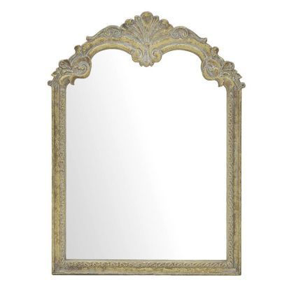 Стенно огледало с дървена рамка цвят бял/златен 59X3X80
