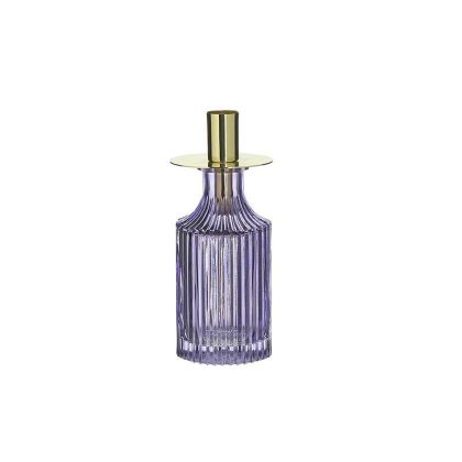 Стъклен свещник/ваза лилав цвят Φ7X19
