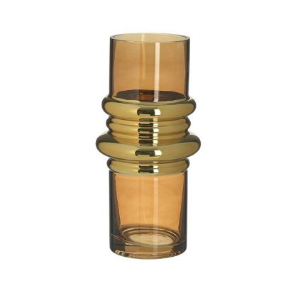Стъклена ваза цвят амбър/златен Φ12X25