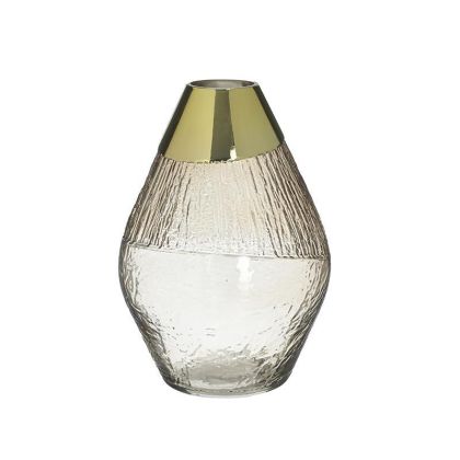 Стъклена ваза цвят бежов/златен Φ18X25