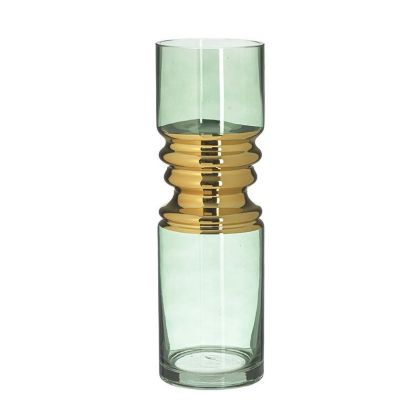 Стъклена ваза цвят зелен/златен Φ12X35