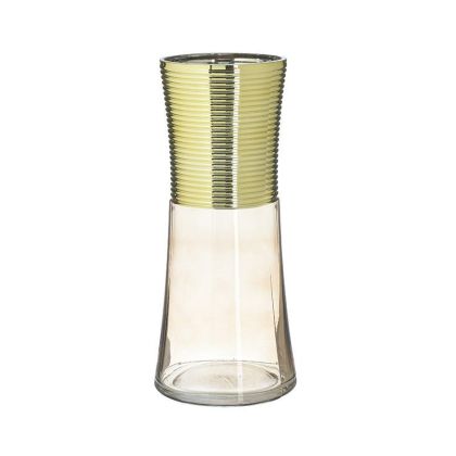 Стъклена ваза цвят кафяв/златен Φ13X30