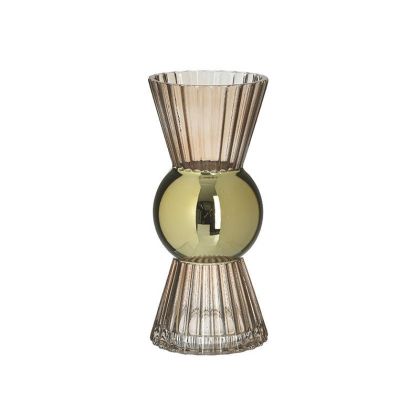 Стъклена ваза цвят сьомга/златен Φ12X25