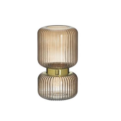Стъклена ваза цвят сьомга/златен Φ13X26