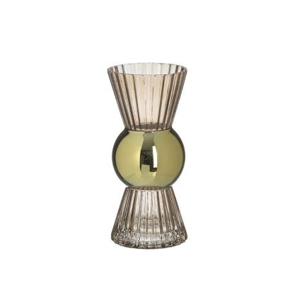 Стъклена ваза цвят сьомга/златен Φ9X20