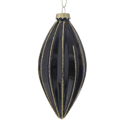  BLACK-GOLD GLASS TEAR ORNAMENT 6X13CM SET 6