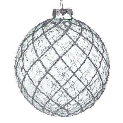  LIGHT BLUE GLASS BALL ORNAMENT 10CM SET 4