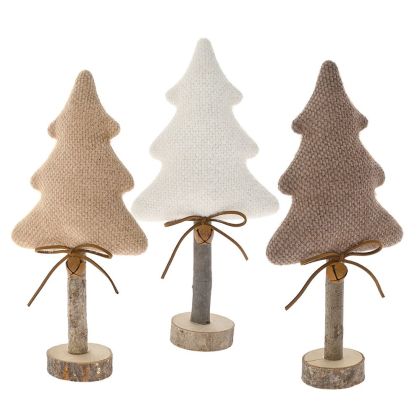  BROWN CREAM WHITE WOODEN TREE ON A BASE 15X7X29CM 3DESIGN