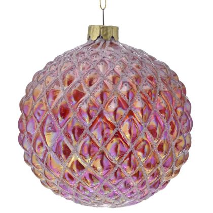 DARK PINK GLASS BALL ORNAMENT 10CM SET 4