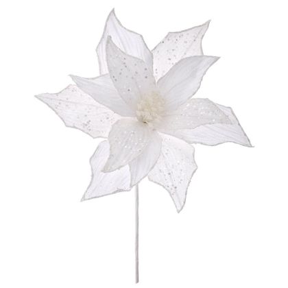  WHITE POINSETTIA FLOWER STEM 31X50CM