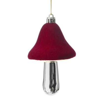  XMAS DARK RED PLASTIC MUSHROOM HANGING ORNAMENT  6Χ7Χ11CM