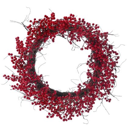  XMAS RED WREATH W BERRIES 60CM