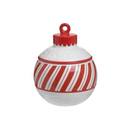 CERAMIC BALL COOKIE JAR WHITE/RED Φ16X20