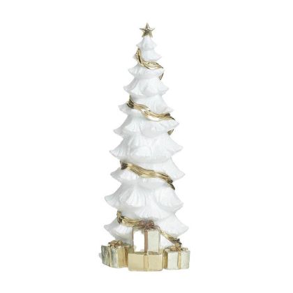 RESIN TREE WITH PRESENTS WHITE/GOLDEN Φ15Χ40