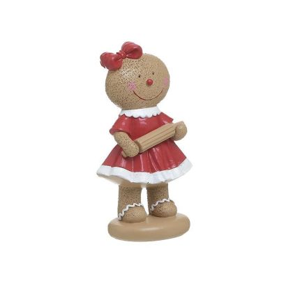 WOODEN GINGERBREAD MAN RED/BROWN 9X6X16