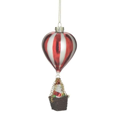 S/6 GLASS XMAS BALOON ORNAMENT RED/WHITE Φ7Χ16