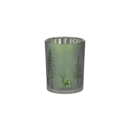 GLASS CANDLE HOLDER GREEN Φ10X13