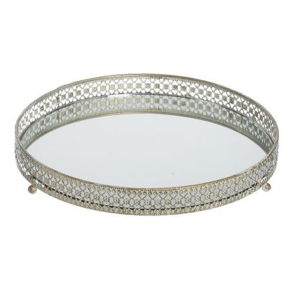 METAL TRAY WITH MIRROR WHITE/GOLDEN Φ29X4