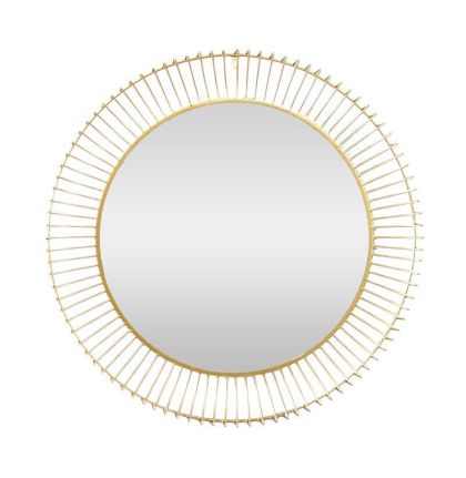 Стенно огледало със златна метална рамка Φ80Χ8