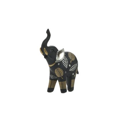 RESIN ELEPHANT BLACK/SILVER/GOLDEN 12X5X17